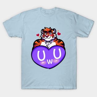 Blushing UwU Furry Anthro Tiger Heart T-Shirt